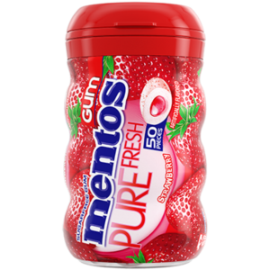 MENTOS PURE STRAWBERRY GUM IN BOTTLE