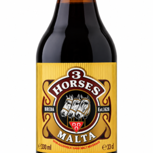 3 HORSES CLASSIC BEER IN GLASS  BOTTLE 330ML WITH 0.0% ALC