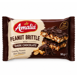 AMALIA PEANUT BRITTLE WITH DARK CHOCOLATE 50GM