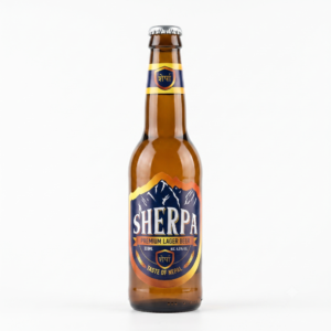 SHERPA PREMIUM LEAGER BEER IN GLASS  BOOTLE 330ML WITH 4.5% ALC